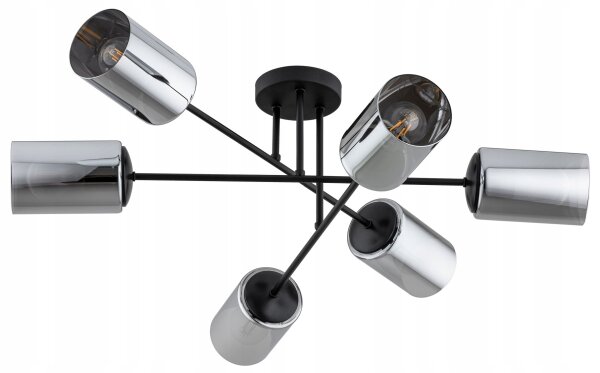 Deckenleuchte 6-flammig Silber E27 B:80 cm Modern