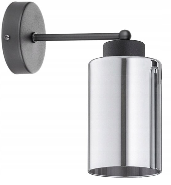 Wandleuchte mit Arm Schwarz Silber E27 T:15 cm Modern