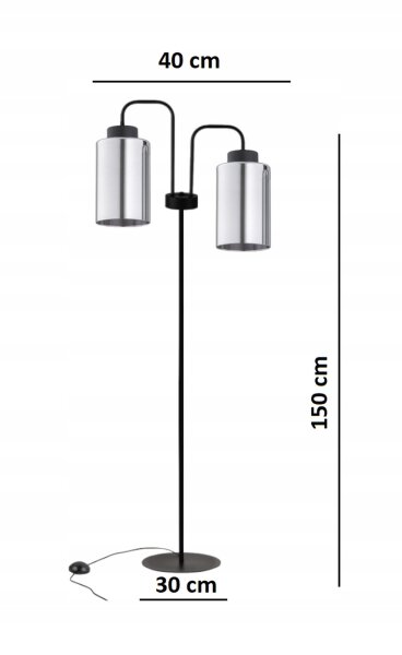 Stehleuchte 2-flammig Silber Metall E27 H:150 cm Modern