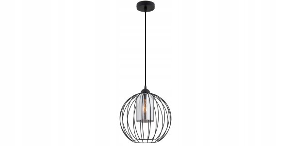 Pendelleuchte Schwarz Glas Metall Draht E27 B:30 cm