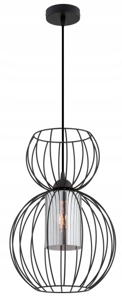 Pendelleuchte Glas Draht Metall Schwarz E27 B:30 cm