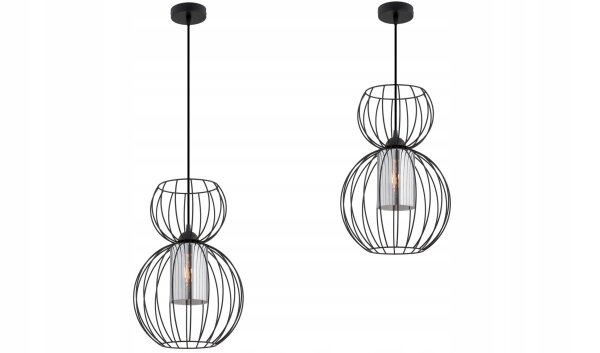 Pendelleuchte Glas Draht Metall Schwarz E27 B:30 cm
