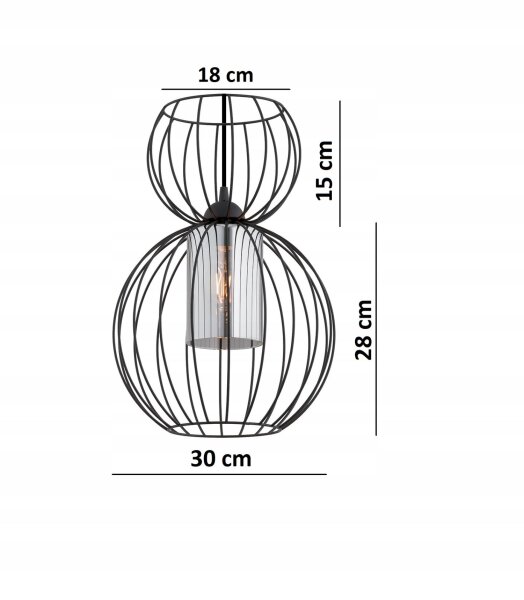 Pendelleuchte Glas Draht Metall Schwarz E27 B:30 cm