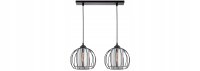Pendelleuchte Glas Draht Schwarz E27 L:40 cm 2-flammig