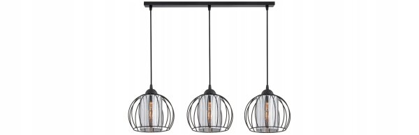 Pendelleuchte 3-flammig Glas Schwarz E27 L:70 cm Modern
