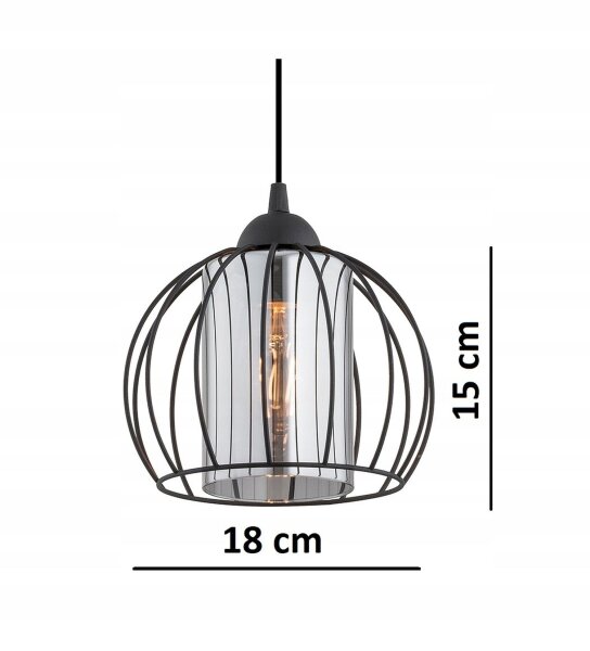 Pendelleuchte 3-flammig Glas Schwarz E27 L:70 cm Modern