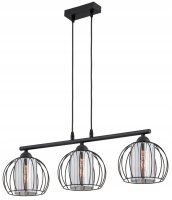 Pendelleuchte Glas Schwarz 3-flammig E27 L:70 cm Metall