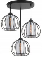 Pendelleuchte 3-flammig Glas Schwarz E27 B:40 cm Modern