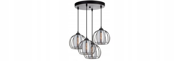 Pendelleuchte 3-flammig Glas Metall E27 Ø40 cm Schwarz