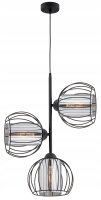 Pendelleuchte 3-flammig Glas Metall Schwarz E27 L:18 cm