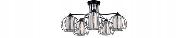 Deckenleuchte 5-flammig Schwarz Glas Metall E27 B:70 cm