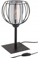 Tischlampe Glas Metall Schwarz E27 H:38 cm Draht Modern