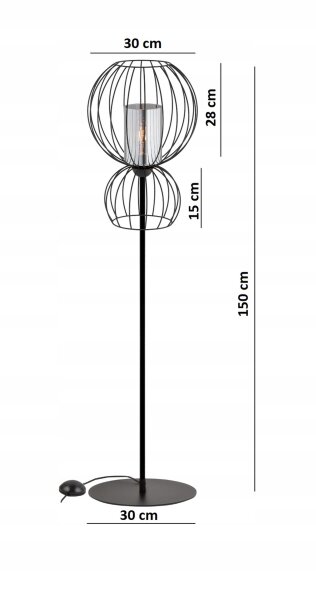 Stehleuchte Draht Glas Metall Schwarz E27 150 cm Modern