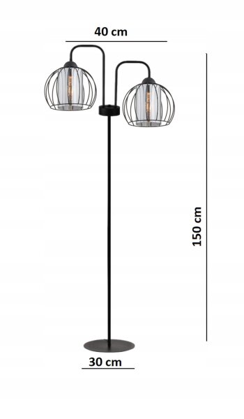 Stehleuchte 2-flammig Schwarz Metall Glas E27 150 cm