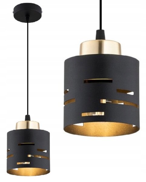 Pendelleuchte Metall Schwarz Gold E27 B:10 cm Modern