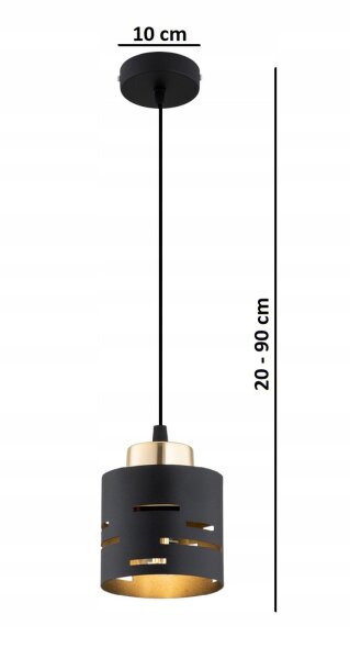 Pendelleuchte Metall Schwarz Gold E27 B:10 cm Modern