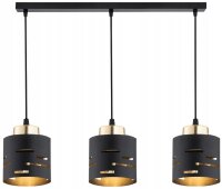 Pendelleuchte 3-flammig Metall Schwarz Gold E27 L:60 cm