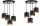 Pendelleuchte 4-flammig Schwarz Gold Metall E27 L:40 cm