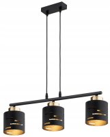 Pendelleuchte Schwarz Gold Metall 3-flammig E27 L:60 cm