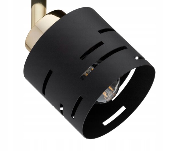 Deckenspot verstellbar Schwarz Gold Metall E27 L:40 cm