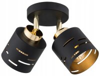Deckenspot verstellbar Metall Schwarz Gold E27 L:15 cm