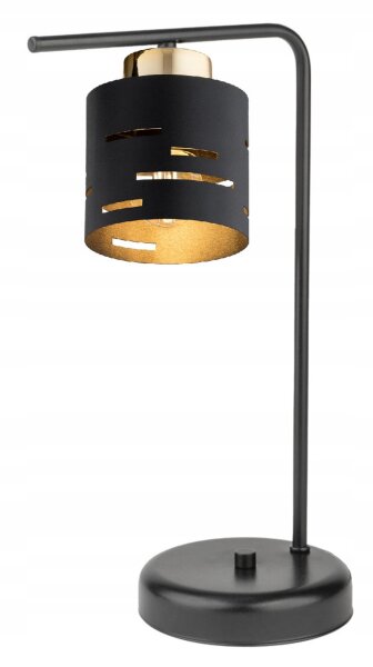Tischlampe Schwarz Gold Metall E27 H:38 cm Modern edel