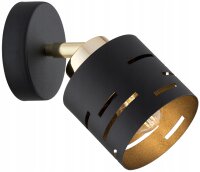Wandleuchte flexibel Schwarz Gold E27 T:15 cm Metall