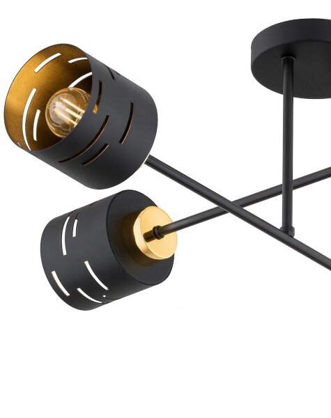 Deckenlampe 6-flammig Schwarz Gold E27 B:70 cm Modern