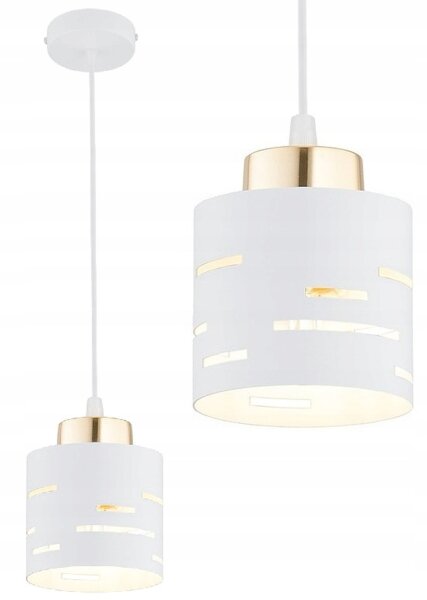 Pendelleuchte Weiß Gold E27 B:10 cm Modern dekorativ
