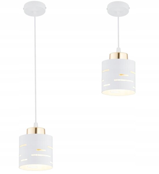 Pendelleuchte Weiß Gold E27 B:10 cm Modern dekorativ