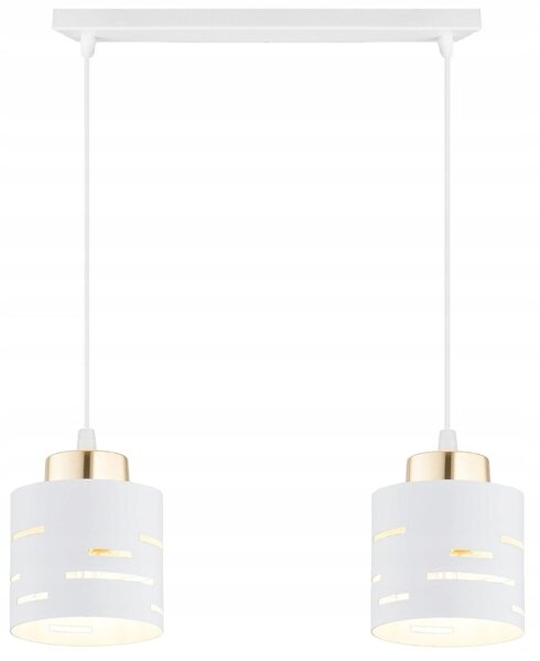Pendelleuchte 2-flammig Metall Weiß Gold E27 L:40 cm