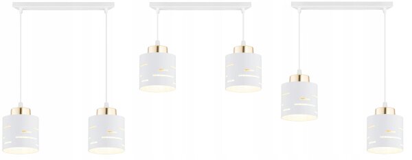 Pendelleuchte 2-flammig Metall Weiß Gold E27 L:40 cm