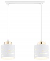 Pendelleuchte 2-flammig Metall Weiß Gold E27 L:40 cm