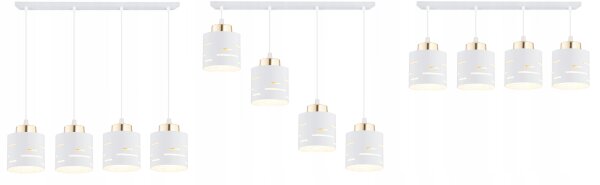 Pendelleuchte 4-flammig Metall Weiß Gold E27 L:60 cm
