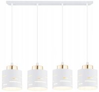 Pendelleuchte 4-flammig Metall Weiß Gold E27 L:60 cm