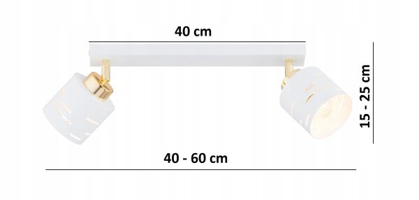 Deckenspot flexibel 2-flammig Weiß Gold E27 L:40 cm