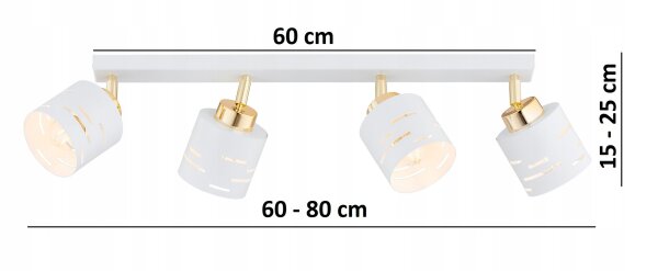 Deckenspot flexibel Weiß Gold Metall E27 L:60 cm Modern