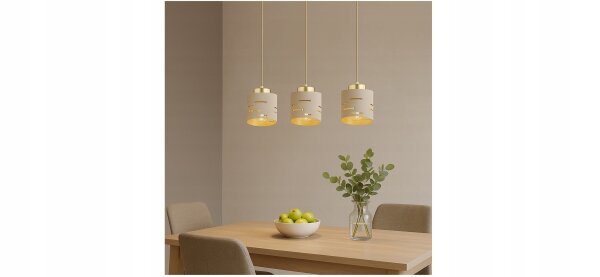 Pendelleuchte Beige Gold Metall E27 B:10 cm Modern