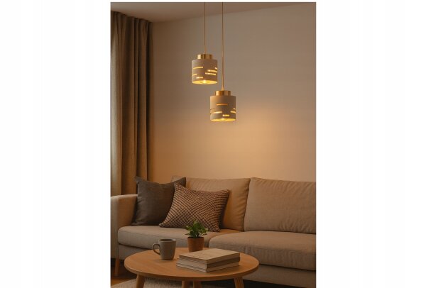 Pendelleuchte Beige Gold Metall E27 B:10 cm Modern