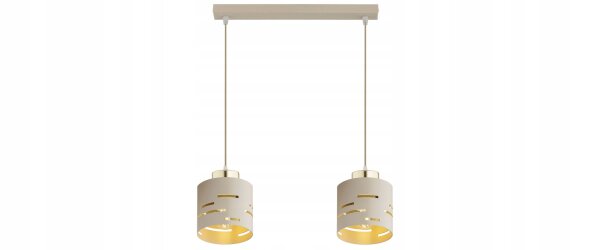 Pendelleuchte 2-flammig Beige Gold Metall E27 L:40 cm