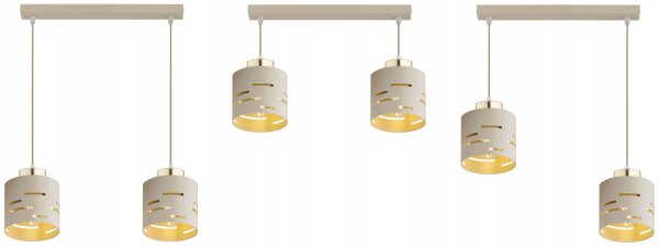 Pendelleuchte 2-flammig Beige Gold Metall E27 L:40 cm