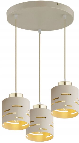 Pendelleuchte Beige Gold 3-flammig E27 B:30 cm Metall