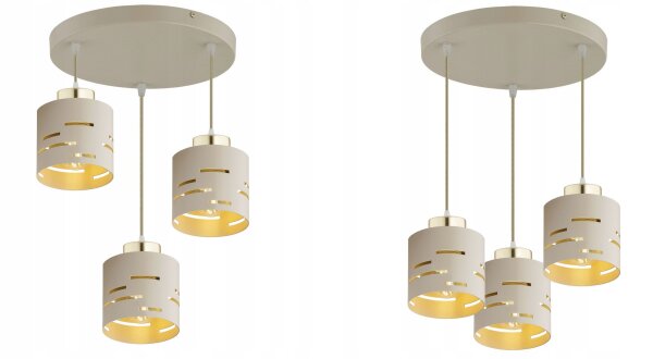 Pendelleuchte Beige Gold 3-flammig E27 B:30 cm Metall