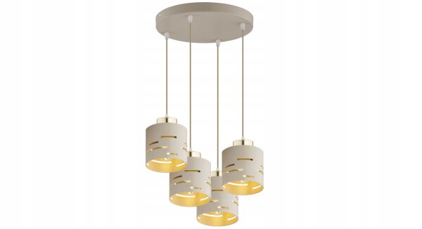 Pendelleuchte 4-flammig Metall Beige Gold E27 B:30 cm