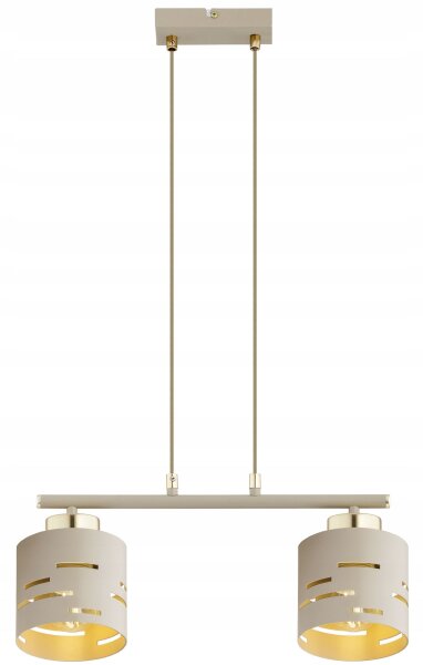 Pendelleuchte Metall Beige Gold 2-flammig E27 L:40 cm