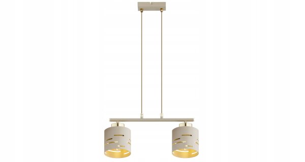 Pendelleuchte Metall Beige Gold 2-flammig E27 L:40 cm