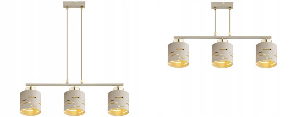 Pendelleuchte Beige Gold Metall E27 L:60 cm 3-flammig