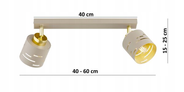 Deckenspot verstellbar Beige E27 L:40 cm dekorativ