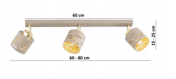 Deckenspot schwenkbar Beige Gold E27 L:60 cm Modern