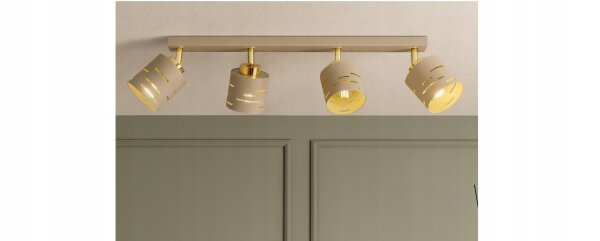 Deckenspot verstellbar Beige Gold E27 L:60 cm Modern
